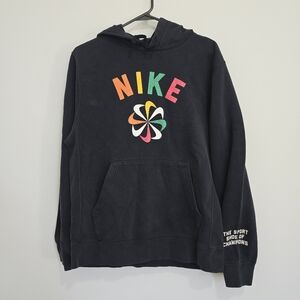 Vintage Nike Pinwheel Logo Black Sweatshirt Hoodie - size Small